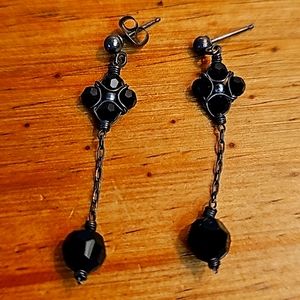Black Onyx Beaded Drop Earrings